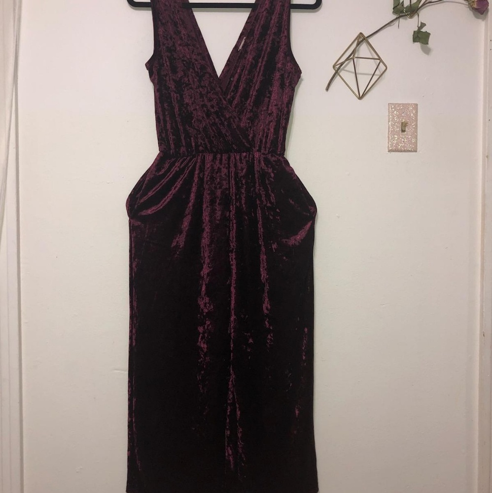 Maroon Crushed Velvet Jumpsuit